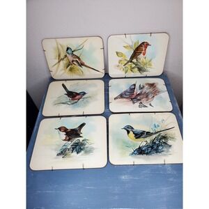 Vtg. 6 "PIMPERNEL STYLE" Prints Various Birds Cork Back  7x9.25" w/Hanging Hooks